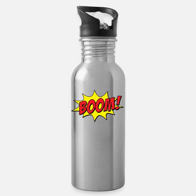 BOOM! Comic - Trinkflasche mit integriertem Trinkhalm - Lightsilver