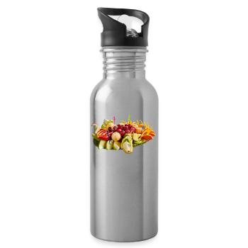 Leckeres Obst - Trinkflasche mit integriertem Trinkhalm - Lightsilver - Rechts