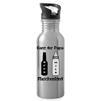 Papa complet - Flaschenkind - Gourde avec paille intégrée - argent clair - Droite