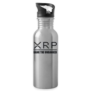 XRP Logo Bitcoin Spruch Geschenk Bank - Trinkflasche mit integriertem Trinkhalm - Lightsilver - Rechts