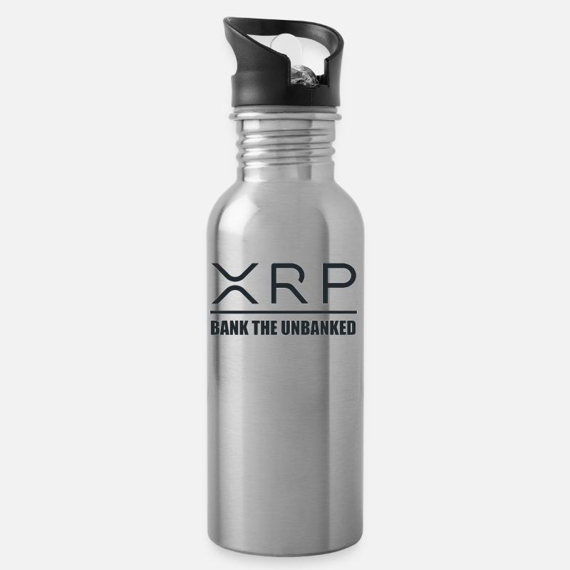Logo XRP bitcoin disant banque de cadeaux - Gourde avec paille intégrée - argent clair