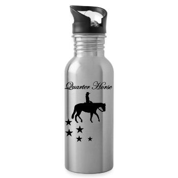 Quarter Horse Westernpferd Schriftzug Sterne - Trinkflasche mit integriertem Trinkhalm - Lightsilver - Rechts
