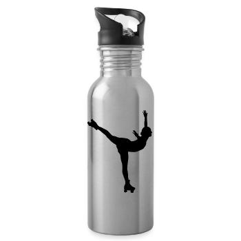 Rollkunstläuferin Flieger - Trinkflasche mit integriertem Trinkhalm - Lightsilver - Rechts