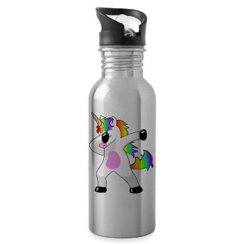 Dabbing Licorne Dab Unicorn Idée cadeau - Gourde avec paille intégrée - argent clair - Droite