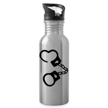 Handschellen - Trinkflasche mit integriertem Trinkhalm - Lightsilver - Rechts