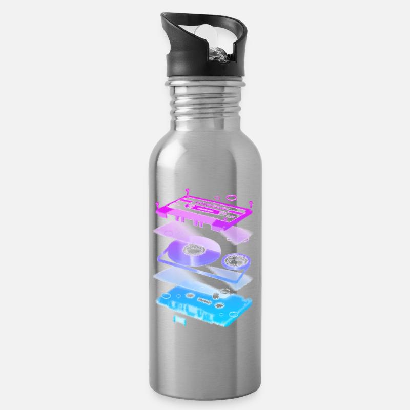 Cassette Explosion - Water bottle with straw - silver