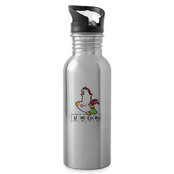 Licorne chimie Tableau périodique science fusée - Gourde avec paille intégrée - argent clair - Droite