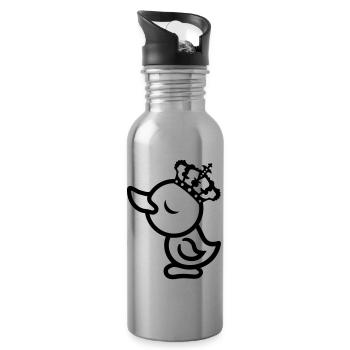 arrogant eitel koenig koenigin prinzessin chick kr - Trinkflasche mit integriertem Trinkhalm - Lightsilver - Rechts