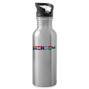 Rainbow Pride Flag Design - Water bottle with straw - silver - Right