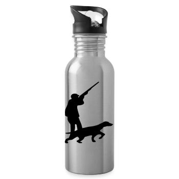 Jäger Jagd Hund - Trinkflasche mit integriertem Trinkhalm - Lightsilver - Rechts