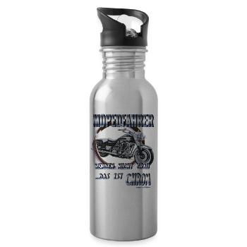 Motorradfahrer werden nicht grau, das ist Chrom - Trinkflasche mit integriertem Trinkhalm - Lightsilver - Rechts