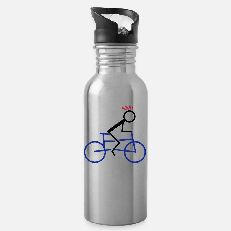 radfahrer - Trinkflasche mit integriertem Trinkhalm - Lightsilver