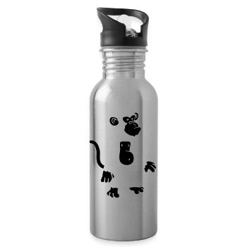 Cool Affen Design - Trinkflasche mit integriertem Trinkhalm - Lightsilver - Rechts