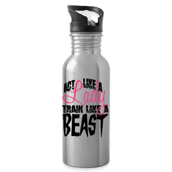 Act like a Lady train like a Beast - Trinkflasche mit integriertem Trinkhalm - Lightsilver - Rechts