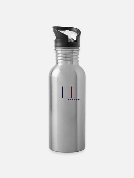 Französische Patriot Flagge - Trinkflasche mit integriertem Trinkhalm - Lightsilver