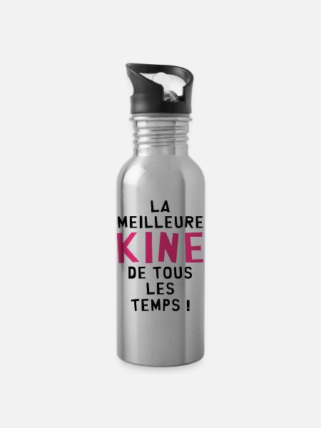 Kiné / Kinesitherapeute / Kinésithérapie / Masseur - Gourde avec paille intégrée - argent clair
