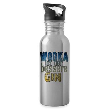 Lustiger Wodka Spruch | Yolo-Artwork - Trinkflasche mit integriertem Trinkhalm - Lightsilver - Rechts
