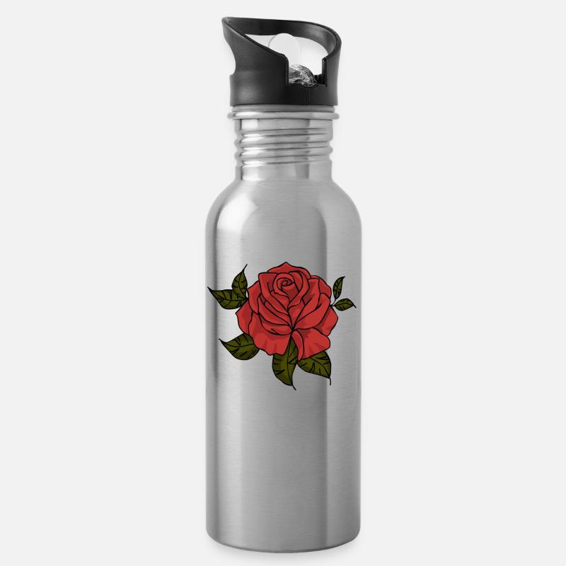 erhob sich - Trinkflasche mit integriertem Trinkhalm - Lightsilver