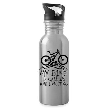 My Bike Is Calling - Trinkflasche mit integriertem Trinkhalm - Lightsilver - Rechts