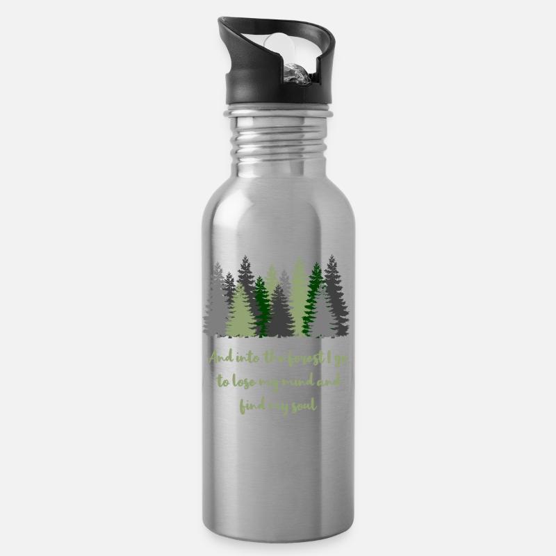 Wald Spruch Wanderer Förster - Trinkflasche mit integriertem Trinkhalm - Lightsilver
