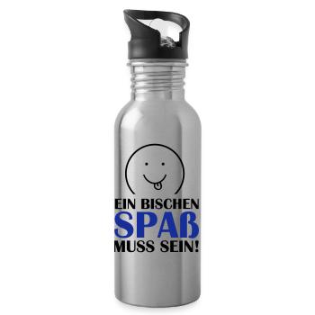 (spass_muss_sein_02) - Trinkflasche mit integriertem Trinkhalm - Lightsilver - Rechts
