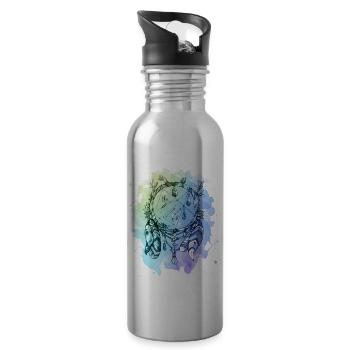 Aquarell Traumfänger - Trinkflasche mit integriertem Trinkhalm - Lightsilver - Rechts