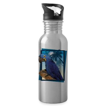 Hyacinth macaw - Water bottle with straw - silver - Right