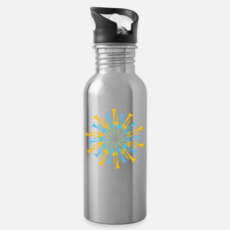 Trompete - Trinkflasche mit integriertem Trinkhalm - Lightsilver