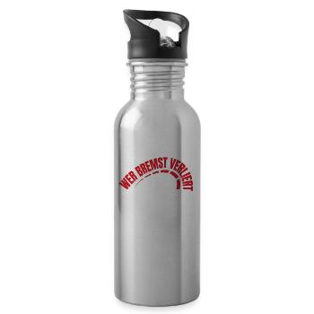 Go Kart Motorsport Heartbeat Wer Bremst Verliert - Trinkflasche mit integriertem Trinkhalm - Lightsilver - Rechts