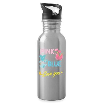 Gender Reveal Baby Party - Trinkflasche mit integriertem Trinkhalm - Lightsilver - Rechts
