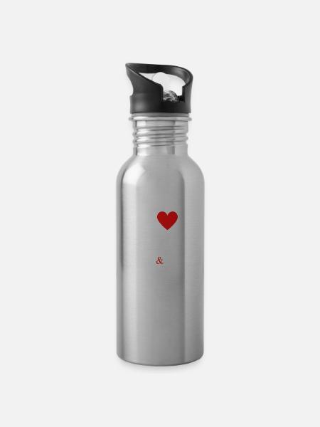 Ich liebe Salsa und Bachata - Trinkflasche mit integriertem Trinkhalm - Lightsilver