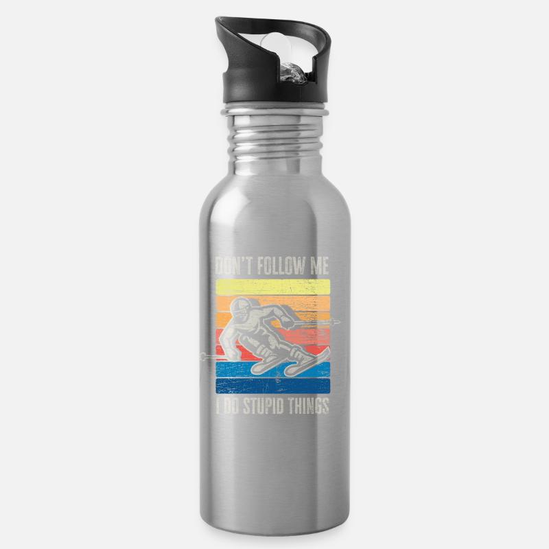 Ski - Trinkflasche mit integriertem Trinkhalm - Lightsilver