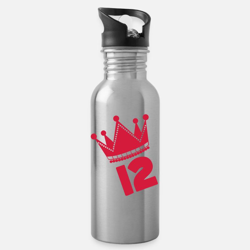 *** 12 *** - Water bottle with straw - silver