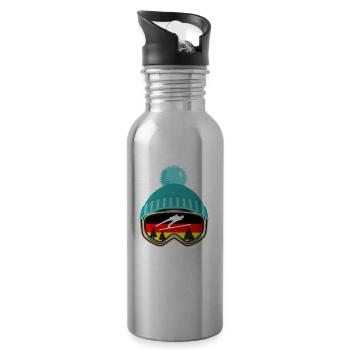 Ski jumping Skiflug Germany funny gift - Water bottle with straw - silver - Right