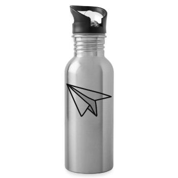 Leichtigkeit und Freiheit Papierflieger - Trinkflasche mit integriertem Trinkhalm - Lightsilver - Rechts