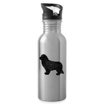 Neufundländer Hund Mosaik Schwarz - Trinkflasche mit integriertem Trinkhalm - Lightsilver - Rechts