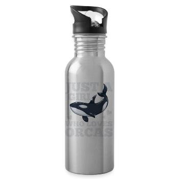 Orcas whale orca lovers - Water bottle with straw - silver - Right