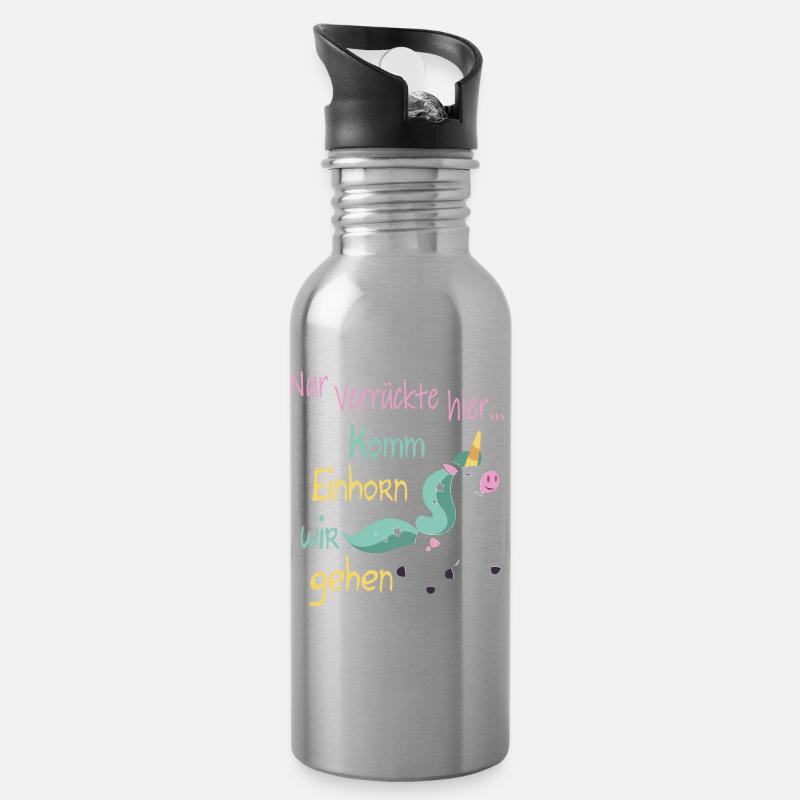 Komm Einhorn wir gehen magical cute unicorn gift - Trinkflasche mit integriertem Trinkhalm - Lightsilver