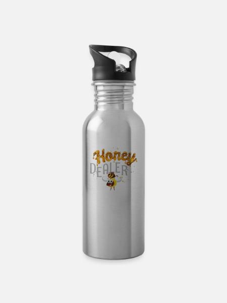 Honey Dealer - Trinkflasche mit integriertem Trinkhalm - Lightsilver