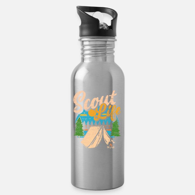 Cadeau de camping Boy Scout Forest - Gourde avec paille intégrée - argent clair