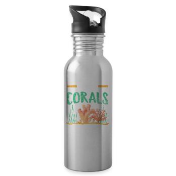 Aquarium corals - Water bottle with straw - silver - Right
