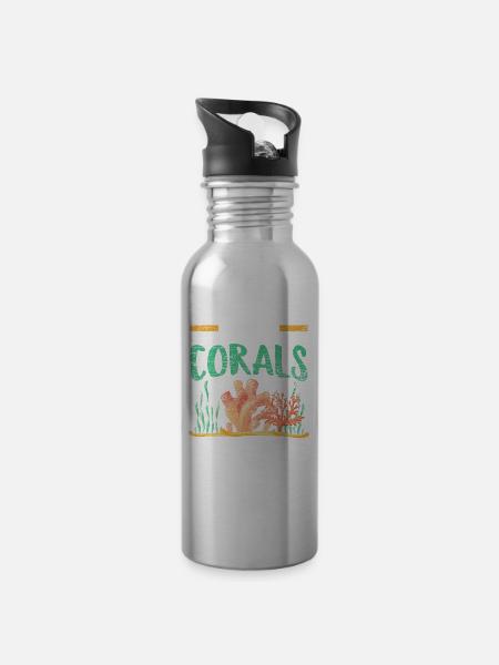 Aquarium Korallen - Trinkflasche mit integriertem Trinkhalm -