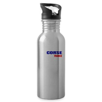 Corsica France holiday heartbeat gift - Water bottle with straw - silver - Right