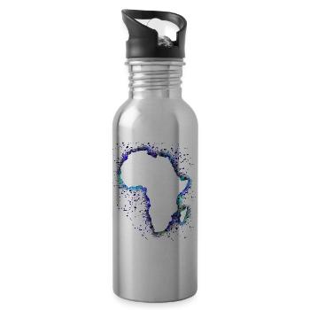 Afrika - Trinkflasche mit integriertem Trinkhalm - Lightsilver - Rechts