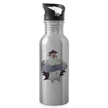 pirate seagull sea port captain seafaring ship - Water bottle with straw - silver - Right