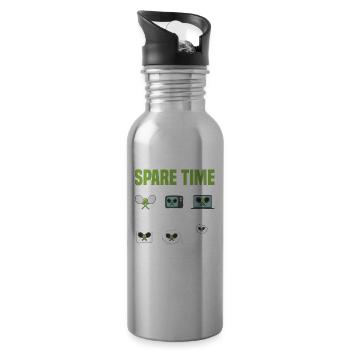 Tennis Lustige Tennis Geschenke - Trinkflasche mit integriertem Trinkhalm - Lightsilver - Rechts