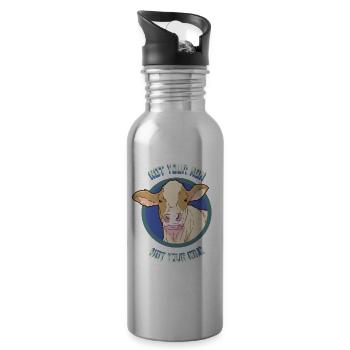 Lait de vache Produits laitiers Vegan - Gourde avec paille intégrée - argent clair - Droite