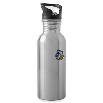 Ebbelwoi Lustig Logo Äppler Apfelwein Frankfurt - Trinkflasche mit integriertem Trinkhalm - Lightsilver - Rechts
