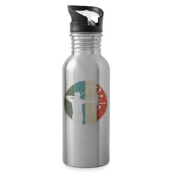 Archery Bow Hunting Vintage - Water bottle with straw - silver - Right