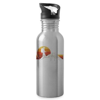 Hiking Hikers Vintage - Water bottle with straw - silver - Right